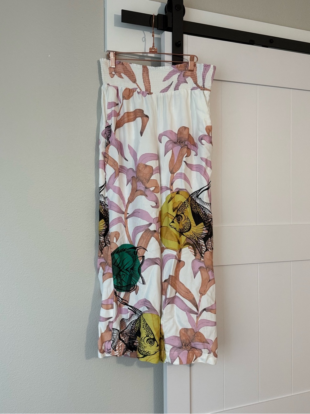 Maeve Cream Floral & Illustrated Wide-Leg Pants - Picture 2 of 3